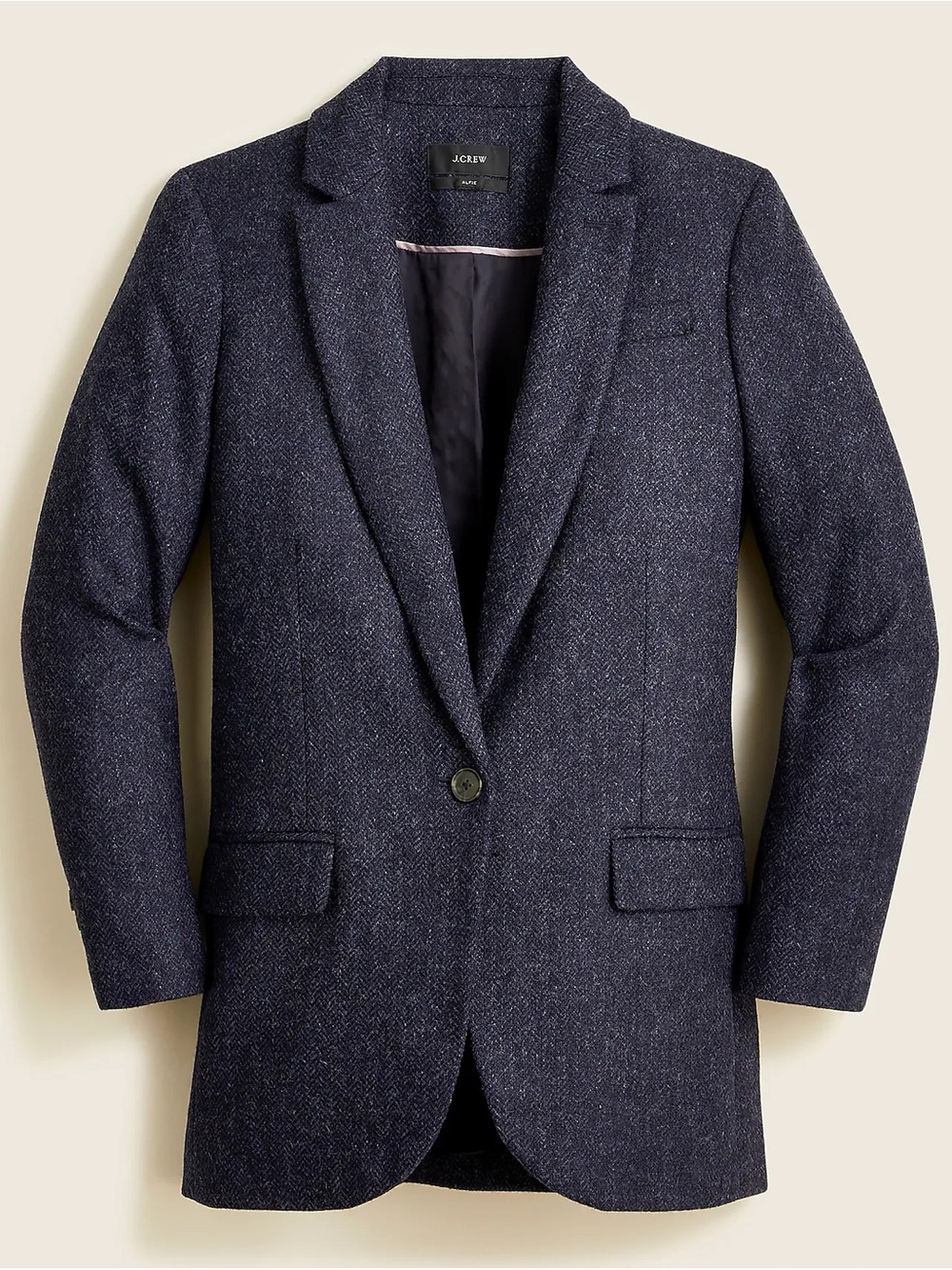 J. Crew Alfie Herringbone Single-Button Wool Blazer